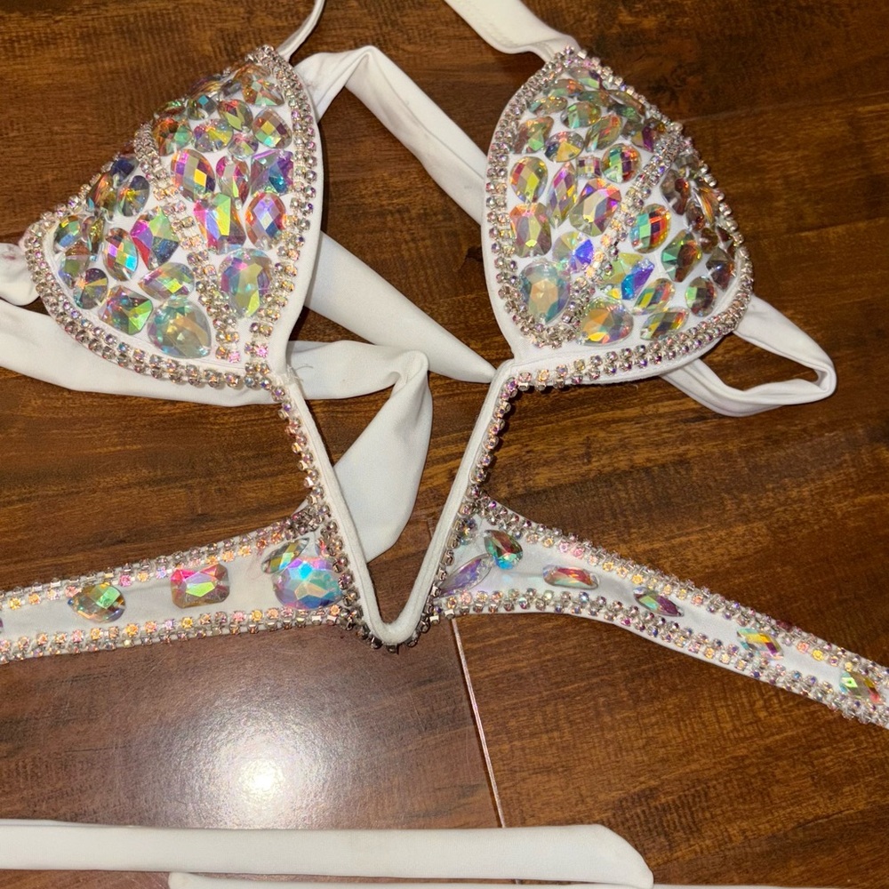 White Rhinestone Bikini Set